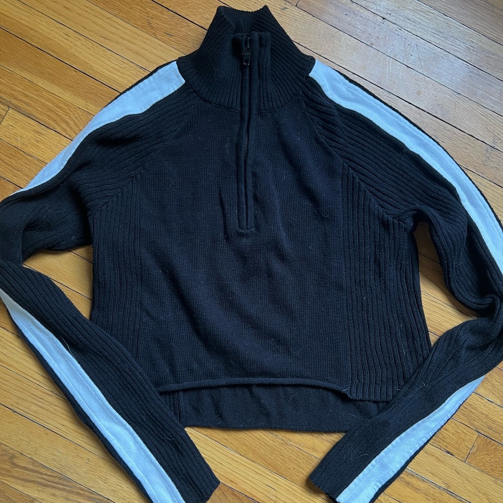 JOHN GALT/BRANDY MELVILLE BLACK QUARTER ZIP CROPPED SWEATER